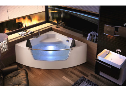 Whirlpool bathtub glass LED light fixtures corner bathtub tub bathtub