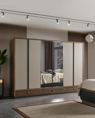 Beige bedroom wardrobe designer wooden cabinet noble furniture new