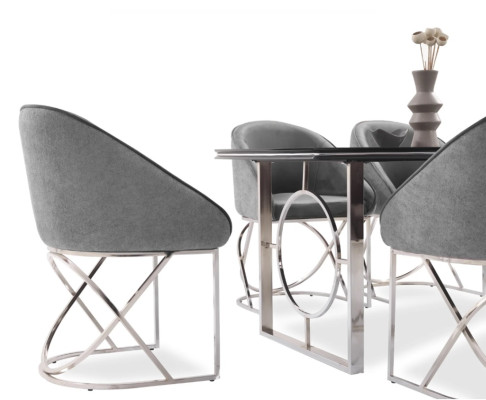Dining groups dining chairs luxury 6x chairs textile color gray modern furniture new