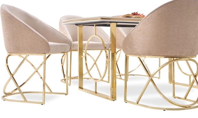 Luxury dining room chair 6x Chairs textile design metal contemporary chair furniture