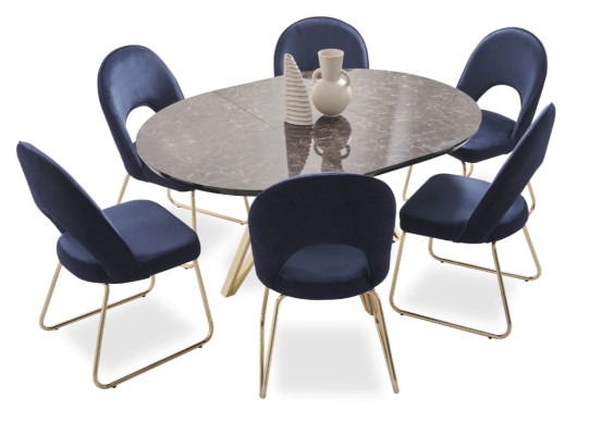 Luxury dining room set dining table 4x chairs textile dining ensemble modern suite new