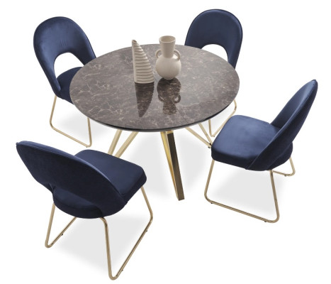 Dining room blue 6x chairs wood luxury armchairs living room furniture 6 pieces. New
