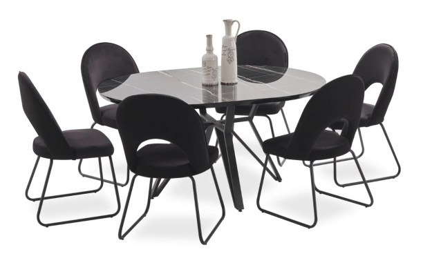 Luxury dining room set dining table 4x chairs chair textile dining group set new