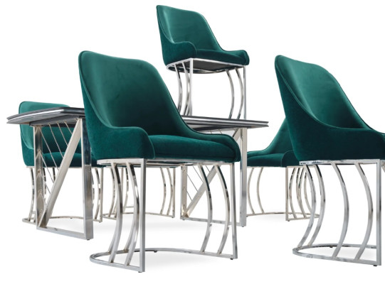 Design upholstered seating chairs set armchair lounge club set dining 6 x chair