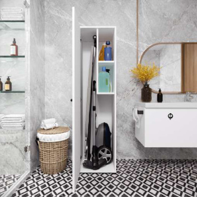 Bathroom cabinet modern design with shelves white rectangular modern