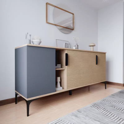 Brown Grey Light Modern Rectangular Sideboard Living Room Luxury Design