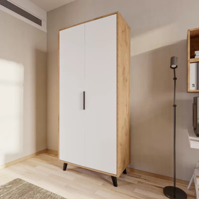 Bedroom wardrobe modern design white brown two-tone luxury