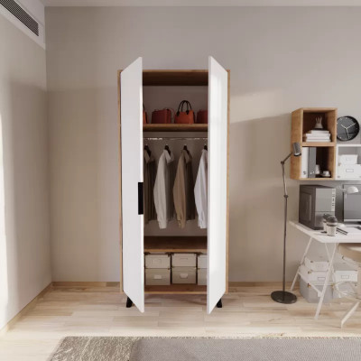 Bedroom wardrobe modern design white brown two-tone luxury