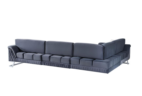 Stylish Grey L-Shaped Couch Living Room Designer Fabric Sofa Corner Couch New