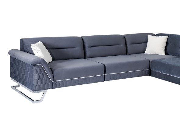 Stylish Grey L-Shaped Couch Living Room Designer Fabric Sofa Corner Couch New