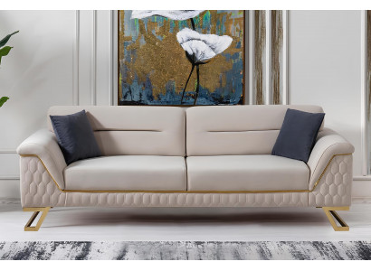 Modern white 3-seater living room luxury upholstered sofa noble seating furniture