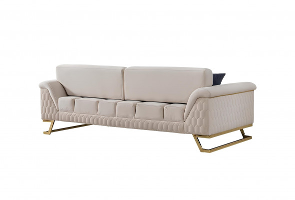 Modern white 3-seater living room luxury upholstered sofa noble seating furniture