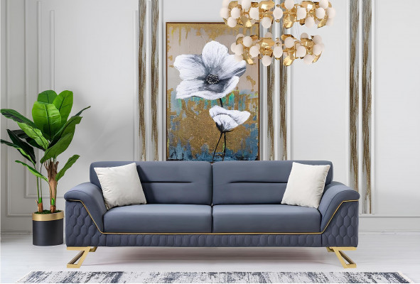 Blue living room designer stainless steel 3-seater modern luxury furniture new