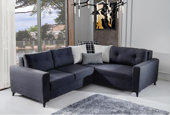 Dark gray upholstered sofa designer corner sofa with bed function living room sofa