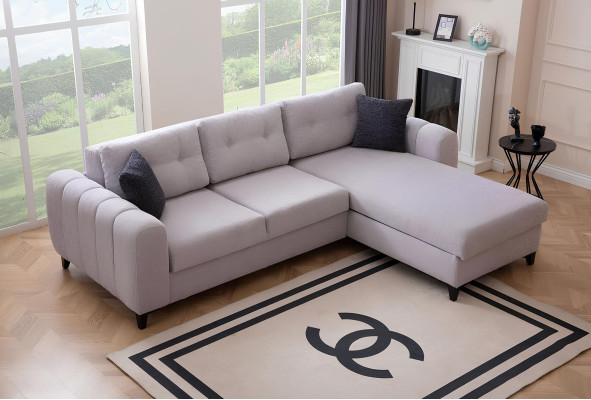 White corner sectional sofa designer seating furniture textile living room couch new