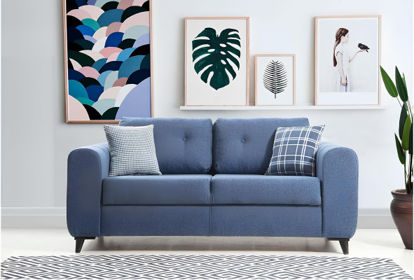 Light blue two-seater living room designer 2-seater luxury fabric sofa new