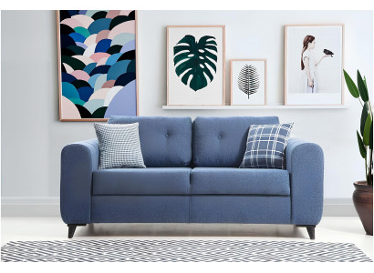 Light blue two-seater living room designer 2-seater luxury fabric sofa new