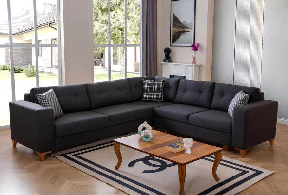 Gray living room L-shape sofa designer fabric sofa luxury modern couch