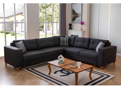 Gray living room L-shape sofa designer fabric sofa luxury modern couch