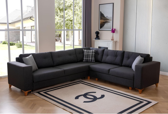 Gray living room L-shape sofa designer fabric sofa luxury modern couch