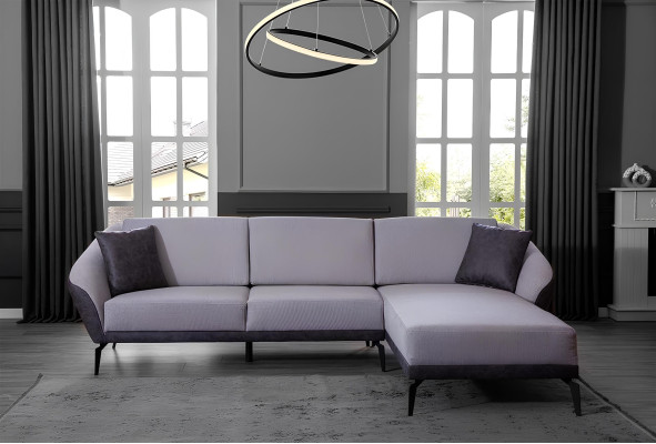 White-gray L-shaped living room fabric sofa designer corner sofa textile furniture