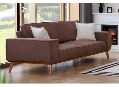 Brown textile three-seater living room fabric sofa luxurious upholstered furniture