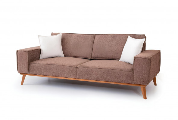 Brown textile three-seater living room fabric sofa luxurious upholstered furniture