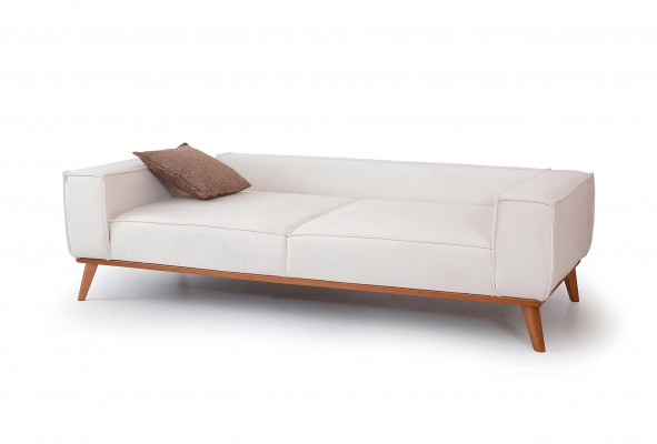 White upholstered couch living room designer fabric sofa luxury noble seating furniture