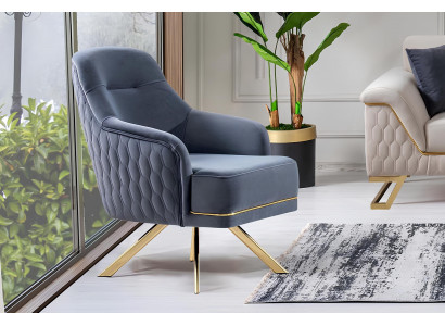 Blue single-seater designer furniture stainless steel armchair living room furniture