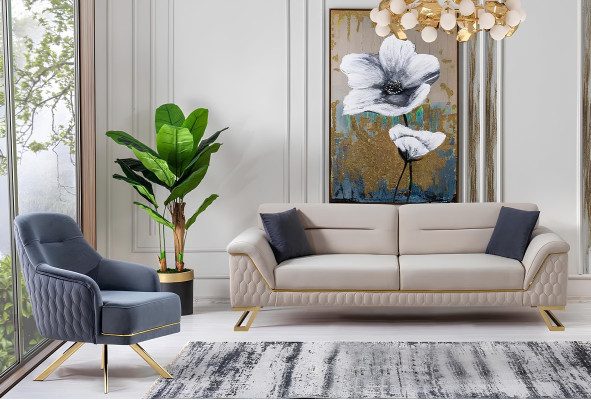Living room 3-seater designer armchair luxurious upholstery textile set