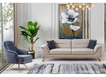 Living room 3-seater designer armchair luxurious upholstery textile set