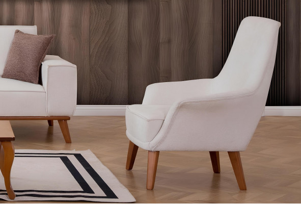 White upholstered armchair designer living room furniture luxurious single armchair