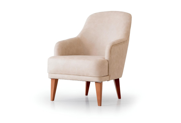 Beige Leather Armchair Living Room Recliner Designer Single-Seater Furniture New