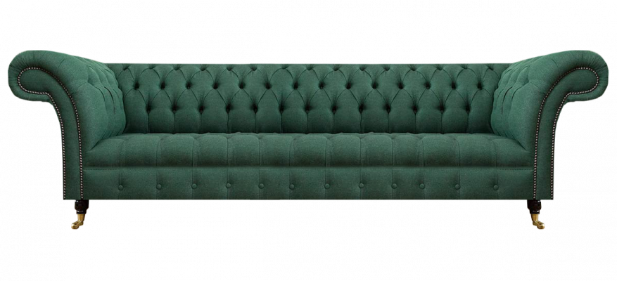 Upholstered Furniture Luxury Four-Seater Sofa Couch Green Living Room Chesterfield