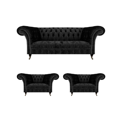 Living room sofa set Chesterfield furniture luxury complete 2x armchairs