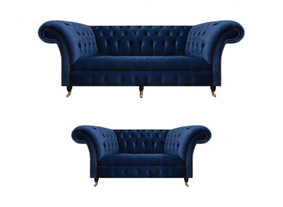 Chesterfield Set Three-Seater Sofa Couch Furniture Armchair Living Room New