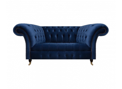 Sofa two-seater couch upholstered furniture Chesterfield textile blue design new