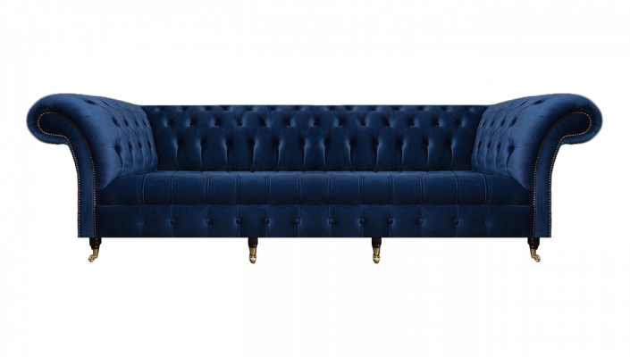 Living room sofa four-seater couch upholstered furniture blue luxury Chesterfield