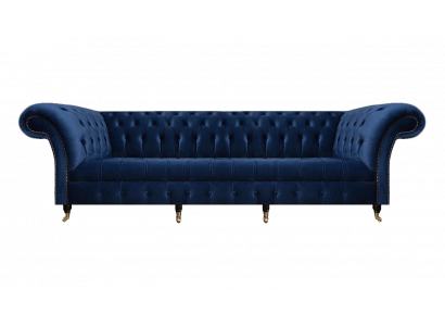 Living room sofa four-seater couch upholstered furniture blue luxury Chesterfield