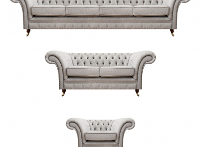 Chesterfield Gray Set Luxury Upholstered Furniture Sofas Complete Living Room