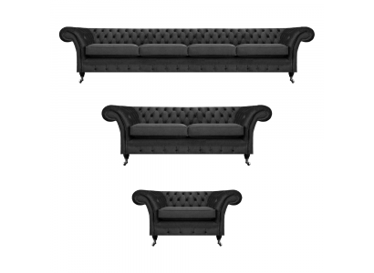 Complete Set Chesterfield Sofas Furnishing Sofa Suite Armchair Living Room 4+2+1
