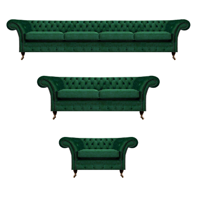 Upholstered Furniture Green Sofas Chesterfield Armchair Living Room 4+2+1 Sofa Set