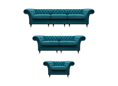 Luxury 3-piece set sofas upholstered furniture armchair couch living room Chesterfield