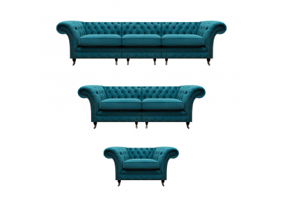 Luxury 3-piece set sofas upholstered furniture armchair couch living room Chesterfield