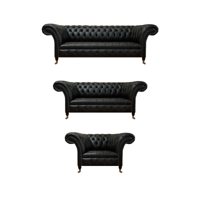 3-piece Chesterfield leather sofa set couch seating upholstery living room