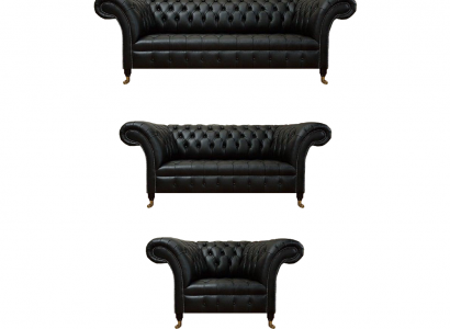 3-piece Chesterfield leather sofa set couch seating upholstery living room