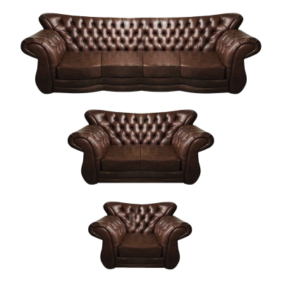 Living room Chesterfield sofa set 3-piece 4+2+1 leather luxury couch armchair