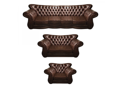 Living room Chesterfield sofa set 3-piece 4+2+1 leather luxury couch armchair