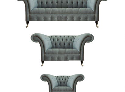 Chesterfield Gray Luxury Sofa Set 3-piece Living Room Modern Furniture