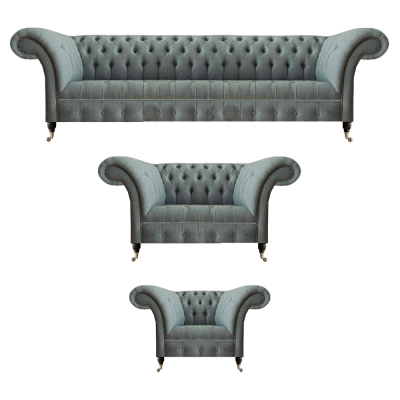 3-piece gray sofa set, luxury sofas, armchair, living room furnishings, Chesterfield